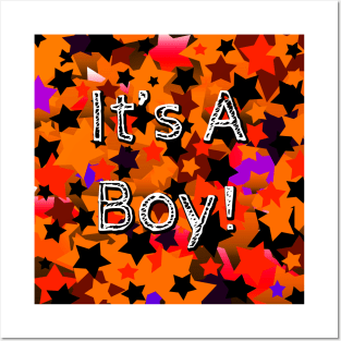 It's A Boy! Stars Orange Posters and Art